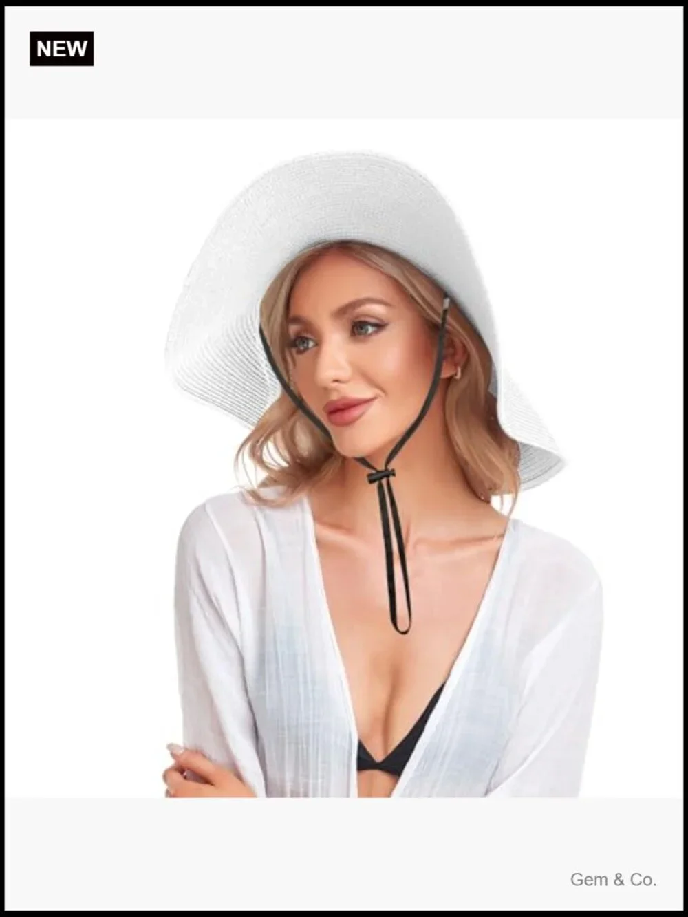 Wide Brim Straw Sun Hat UPF 50+ Foldable Floppy Beach Hat